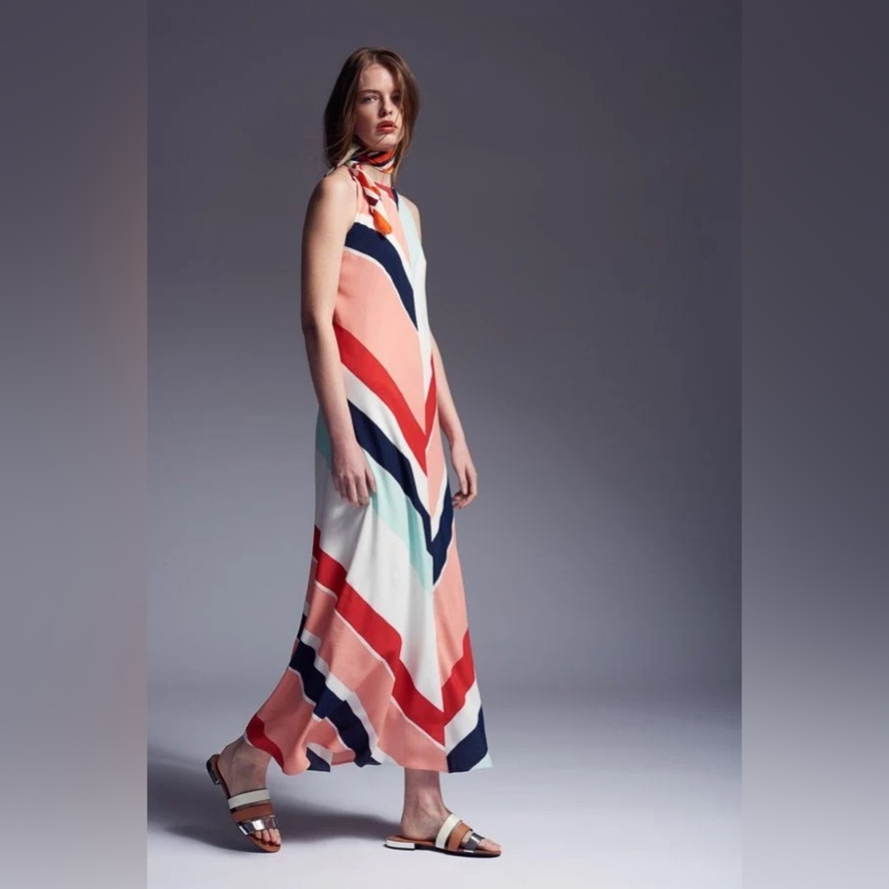 Zara Halter Open Back Maxi Dress S
